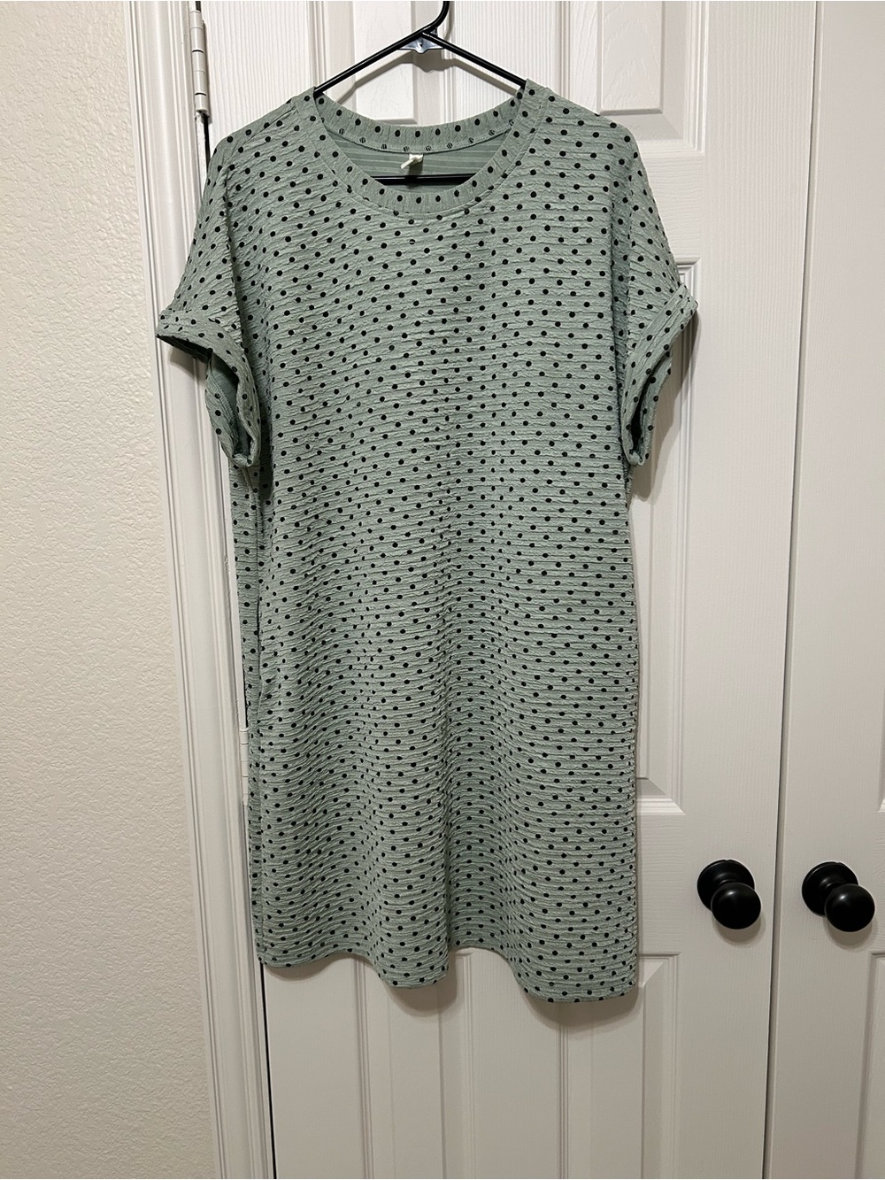 Relaxed Mint Green Polka Dot Mini T shirt dress size XL retro casual never worn